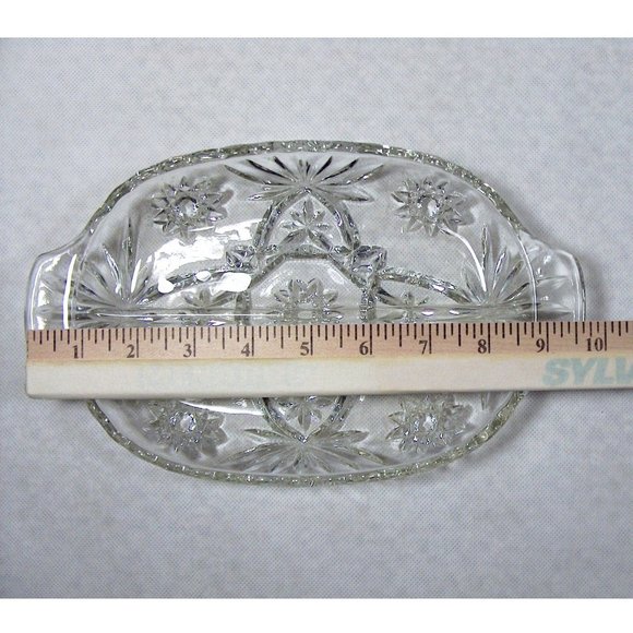 Vintage EAPG Star Pattern Divided Relish Dish 10 Inch EUC Anchor Hocking - Picture 4 of 5